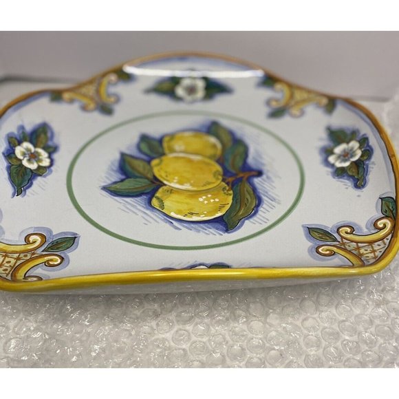 Tutta Ceramica Hand Painted Signed Serving Dish Italy Pottery Deruta Fruit - Picture 4 of 11